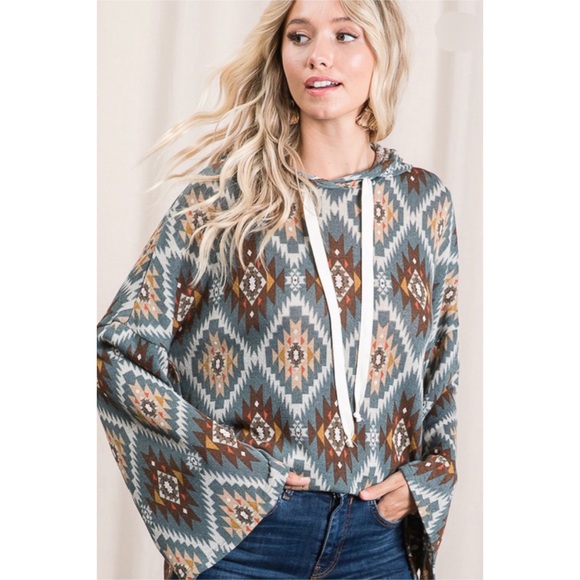 Tribal print hoodie pullover - Picture 2 of 10